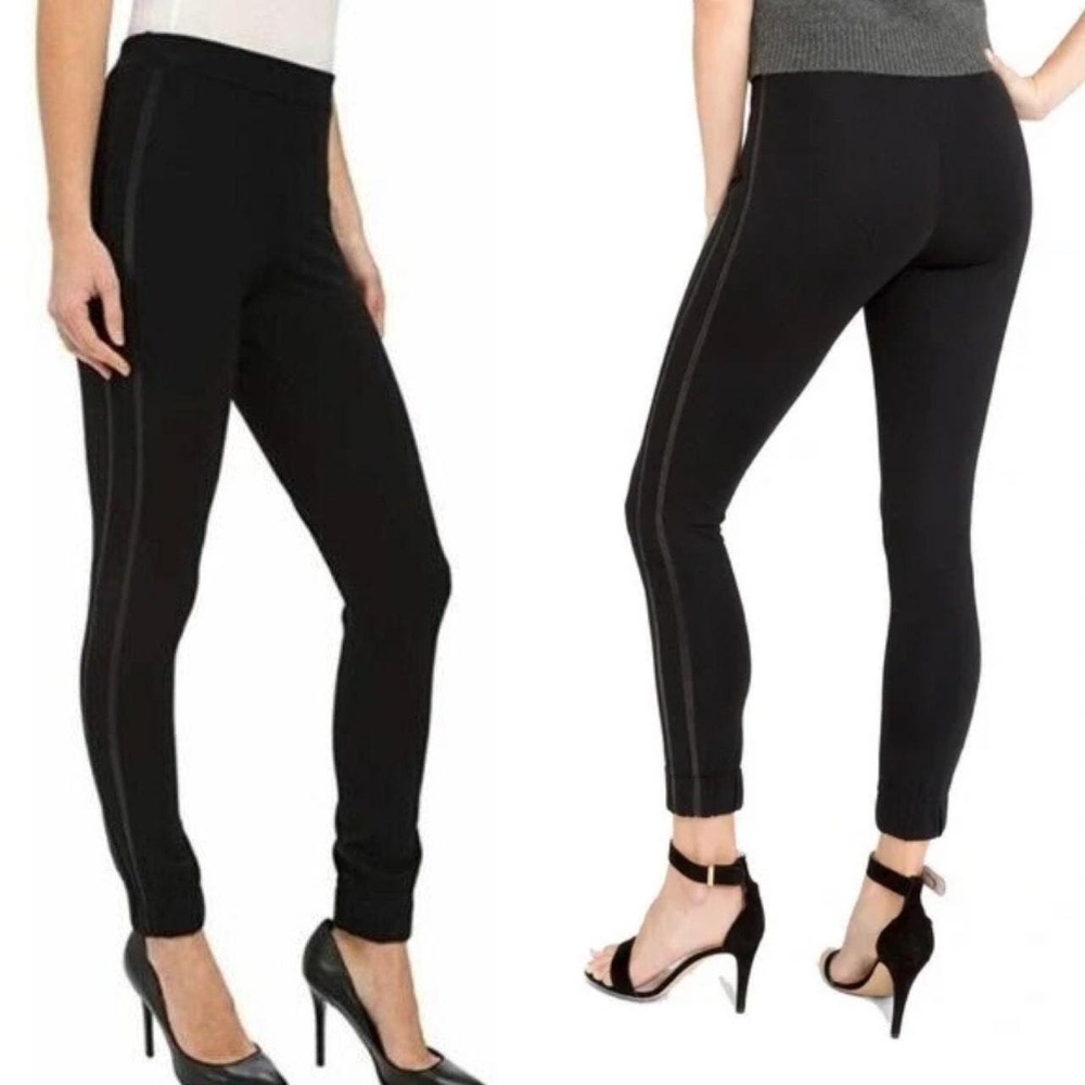 Spanx Women’s Side Stripes Pull On Leggings Shaping Comfy Pants Black Stretch M
